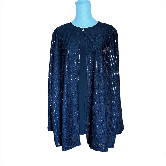 NWT - Anne Klein Sparkly Sequins Long Sleeve Knit Tops (Size: 1X) - Picture 1 of 3